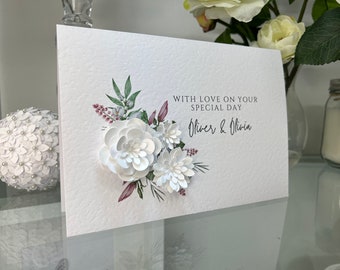 Personalised Wedding Card, Simple Wedding Card, Personalised Wedding Card, Paper Flowers, Floral Wedding Card, Keepsake Card, 3d Card,