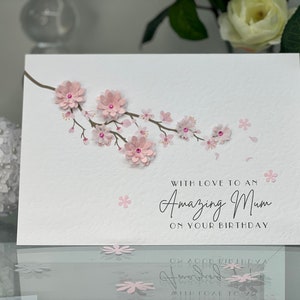 Mum Happy Birthday Card, Amazing Mum Birthday Card, Mum Card, Keepsake Card, Large Card, Luxury Mum Birthday Card, 3d Card, Cherry Blossom image 4