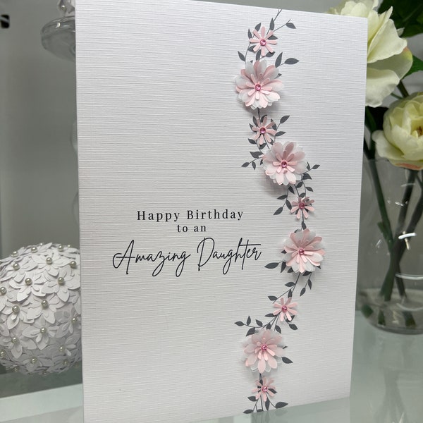 Daughter Happy Birthday Card, Daughter Birthday Card, Amazing Daughter Card, Keepsake Card, Large Card, Luxury Birthday Card, Gems and Bow