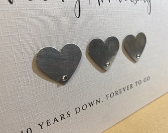 10th Anniversary Card, Tenth Anniversary, Tin Anniversary, Tin Anniversary Card, Wife 10th Anniversary Card, Husband 10th Anniversary card.