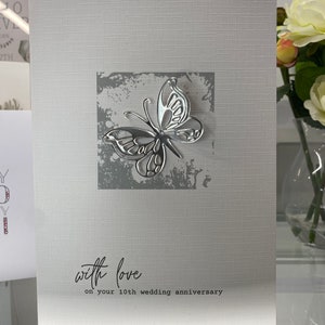 Farfalla in latta vera, biglietto per il decimo anniversario di matrimonio, decimo anniversario, 10° anniversario in latta, biglietto speciale per anniversario, biglietto ricordo, latta