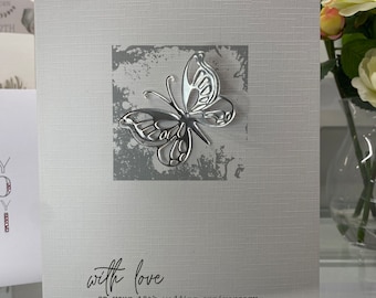 Real Tin Butterfly, Tenth Wedding Anniversary Card, Tenth Anniversary, 10th Tin Anniversary, Special Anniversary Card, Keepsake Card, Tin