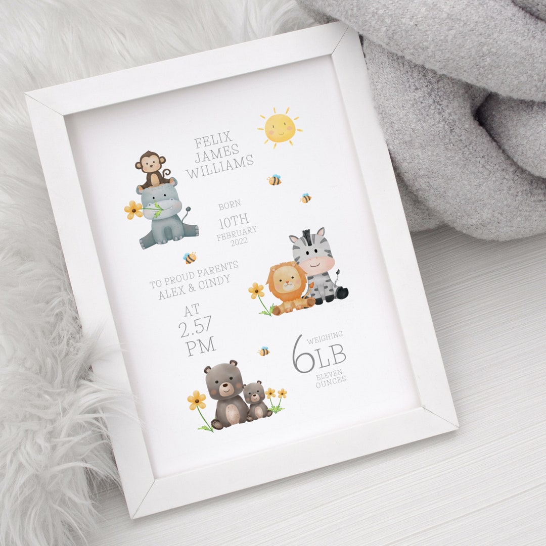 Personalised New Baby Print, Personalised Print With Birth Details ...