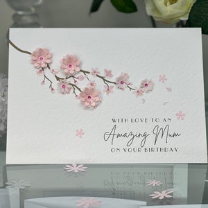 Mum Happy Birthday Card, Amazing Mum Birthday Card, Mum Card, Keepsake Card, Large Card, Luxury Mum Birthday Card, 3d Card, Cherry Blossom image 1