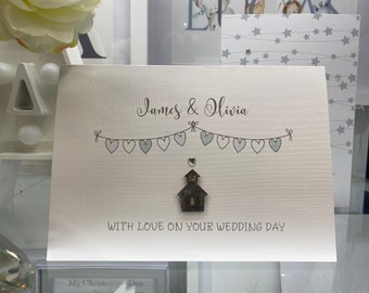 Personalised Handmade Wedding Card, Simple Wedding Card, Grey Wooden Church, Keepsake Card, 3d Wedding Card, Special Wedding Card