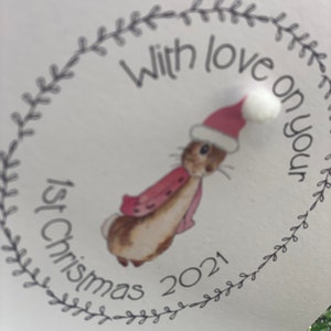 Tarjeta de Navidad para mi bebé, Tarjeta de Navidad 2021, Tarjeta de Navidad para mi bebé, Tarjeta de recuerdo, Tarjeta de Navidad para mi bebé con el conejito Flopsy