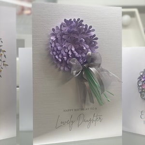 Carte joyeux anniversaire fille, carte d'anniversaire fille, belle carte fille, carte souvenir, grande carte, carte d'anniversaire de luxe, pierres précieuses et noeud