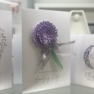 Cartão de feliz aniversário para esposa, cartão de aniversário para esposa, cartão de esposa incrível, cartão de lembrança, cartão grande, cartão de aniversário de esposa de luxo, joias e laço