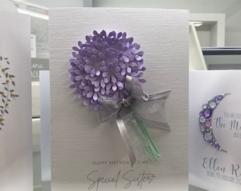 Sister Happy Birthday Card, Special Sister Birthday Card, Sister Card, Keepsake Card Large Card, Luxury Sister Birthday Card, Gems and Bow