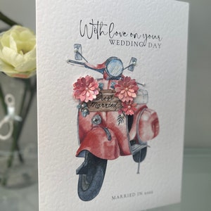 Hochzeitskarte, Hochzeitskarte 2022, Roller, Vespa-Roller, besondere Andenkenkarte, 3d Hochzeitskarte, 2022 Hochzeitskarte, Braut & Bräutigam Karte