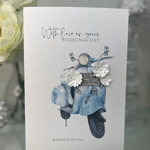 Hochzeitskarte, 2025 Hochzeitskarte, Roller, Vespa Roller, spezielle Erinnerungskarte, 3D Hochzeitskarte, 2022 Hochzeitskarte, Braut & Bräutigam Karte