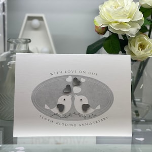 Corazones de estaño reales, tarjeta de décimo aniversario de bodas, décimo aniversario, aniversario de hojalata, tarjeta de aniversario de hojalata, esposa, esposo, 10º aniversario