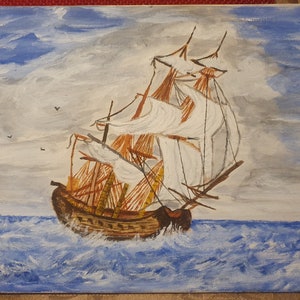 Canvas art, Painting, Pirate Ship - Sailing in the storm, by URK, wall hanging, beautiful, decor, home, walls, scenery, landscapes