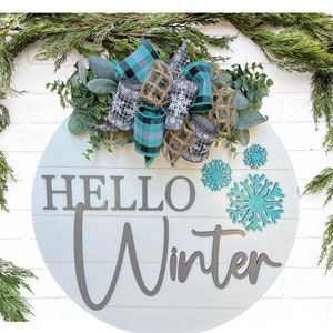 Winter Welcome Sign | Hello Winter | Winter Front Door Decor | Winter Front Door Hanger | Welcome Sign | Snowflake Decor
