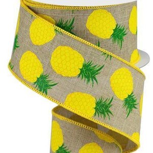 Pineapple Summer Wired Ribbon (2.5" x 10 Yards) Wreath Ribbon Summer Theme
