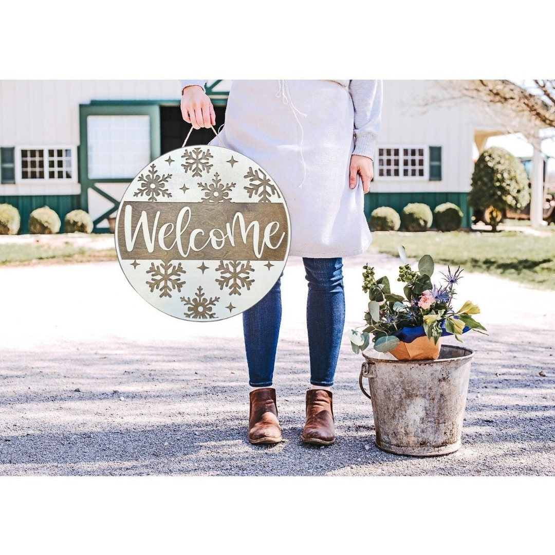 Winter 3D Sign Entryway Decor Raised Wording Snowflake