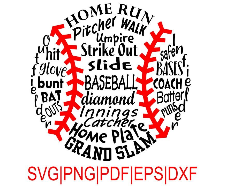 Baseball Words Motivational Cut File Etsy UK