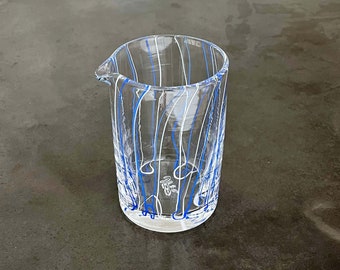 Handblown Cocktail Mixing Glass: Simpatico in Blue & White Barware, 500ml, Made in USA