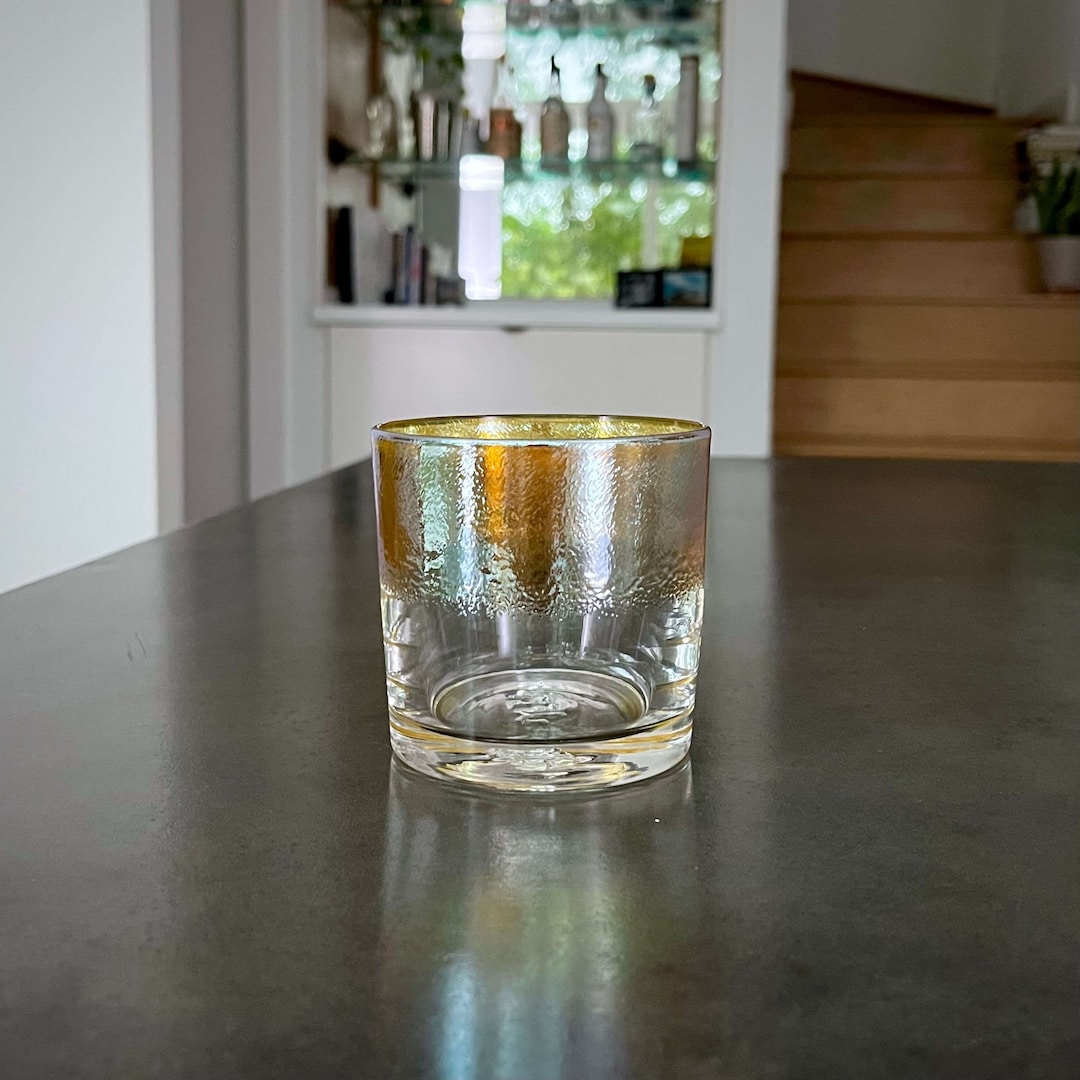 The Gilded One Hand Blown Rocks Glass Whiskey Glasses Etsy
