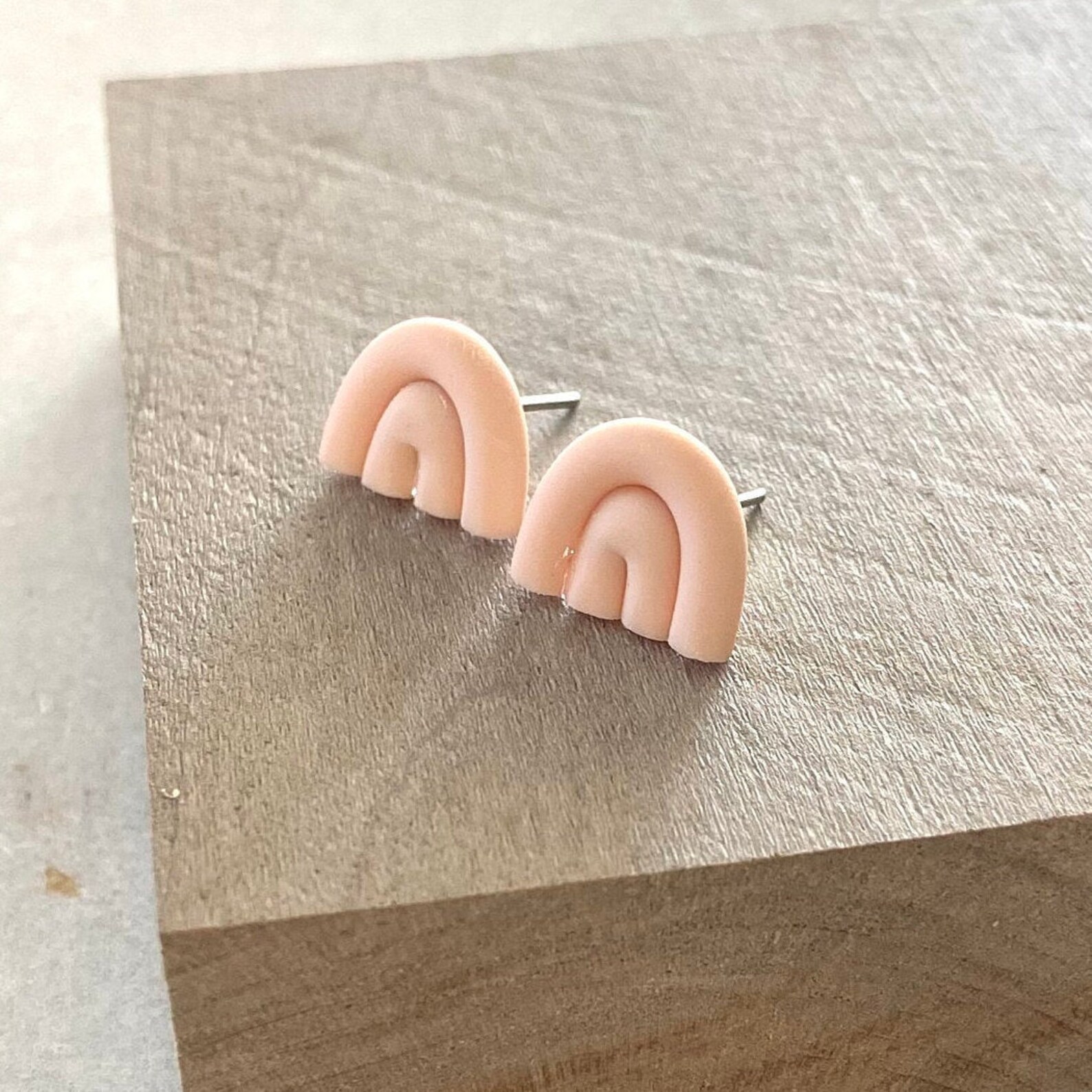 Polymer Clay Earrings Organic Rainbow Studs Etsy