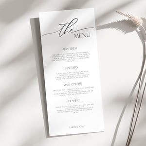 Wedding Menu Template Download, Wedding Menu Cards, Menu Template, Wedding Menus, Minimalist, Modern, Dinner Menu, Instant Download, #EMILIA