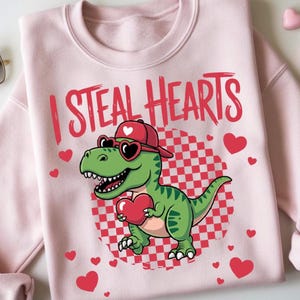 Retro Dinosaurier Valentine PNG, I Steal Hearts Design (Digitaler Download)
