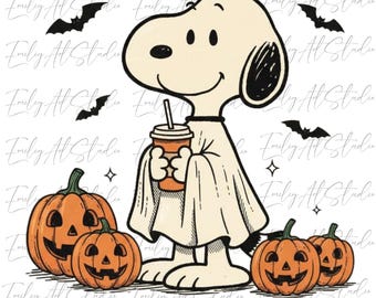 ビンテージ風スヌーピーのハロウィンPNG画像、ピーナッツの秋の