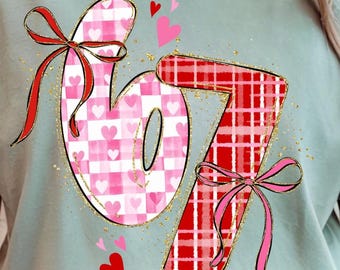 Funny Six Seven Coquette Bow Png, 67 Viral Internet Joke Design, Preppy Girly Floral Design, Trending Social Media Humor Png, 6 7 Valentine
