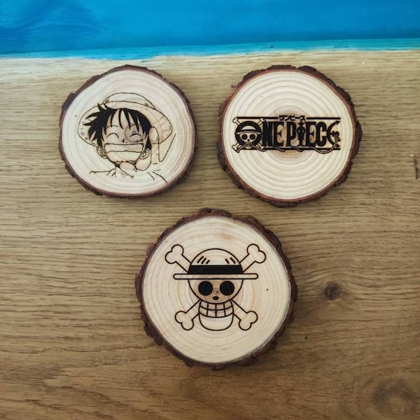 One Piece inspirierte Holzuntersetzer
