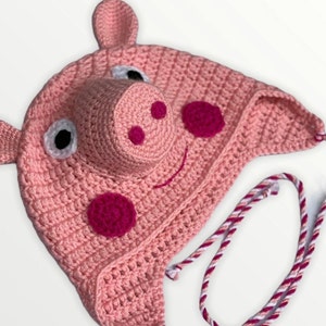 Peppa Pig Hat, Crochet Beanie, Dress Up, Halloween Costume