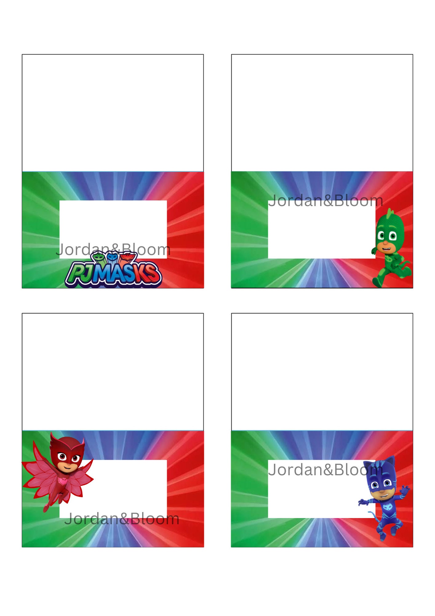 12 PJ MASKS Party Food Label Tents / Place Cards INSTANT - Etsy