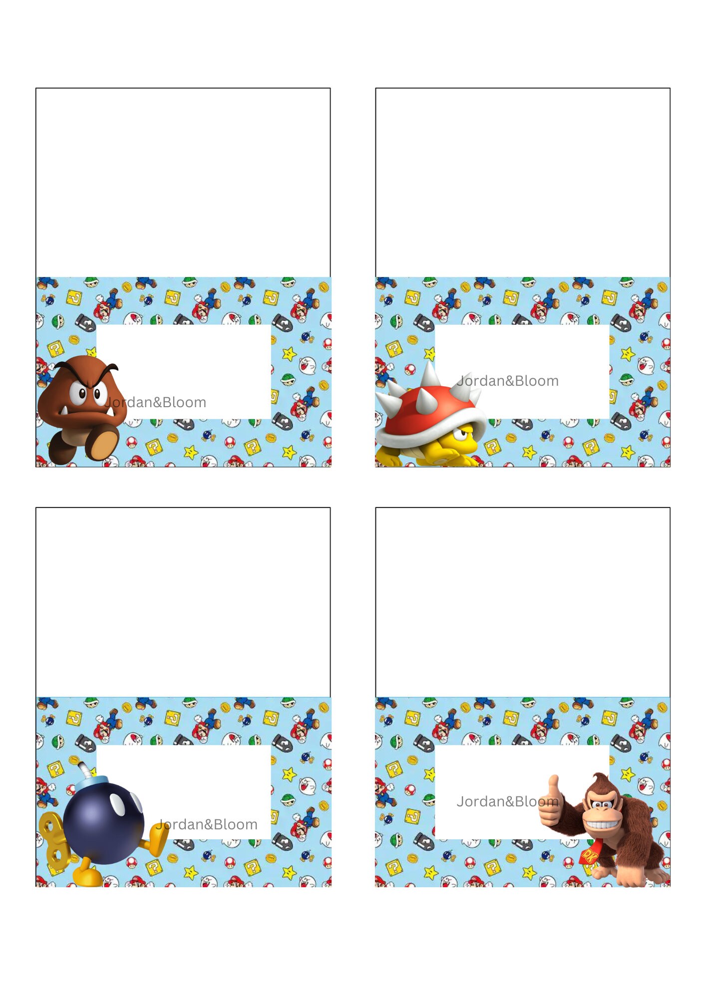 24 SUPER MARIO Party Place Cards Food Labels Tents INSTANT - Etsy