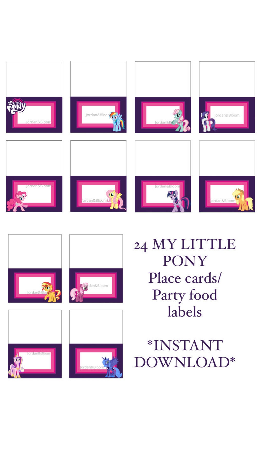 24 My LITTLE PONY Place Cards Party Food Labels Tents - Etsy