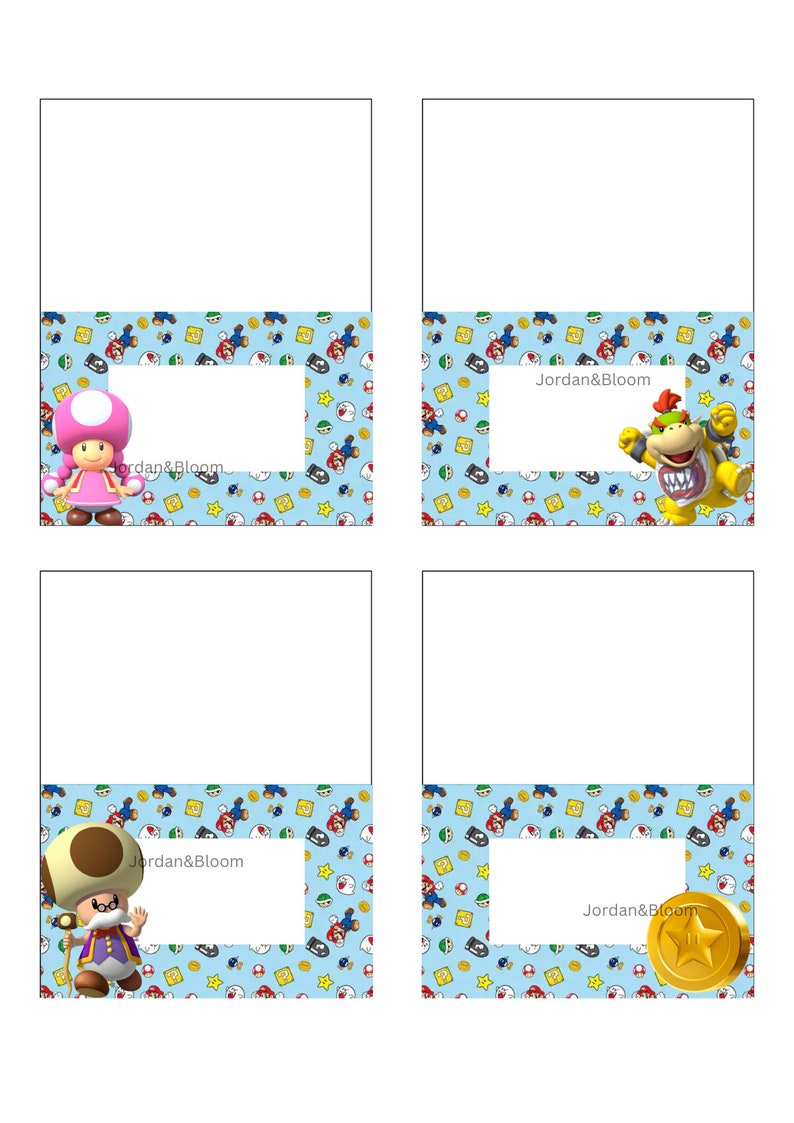 12 SUPER MARIO Party Place Cards Food Labels Tents INSTANT - Etsy