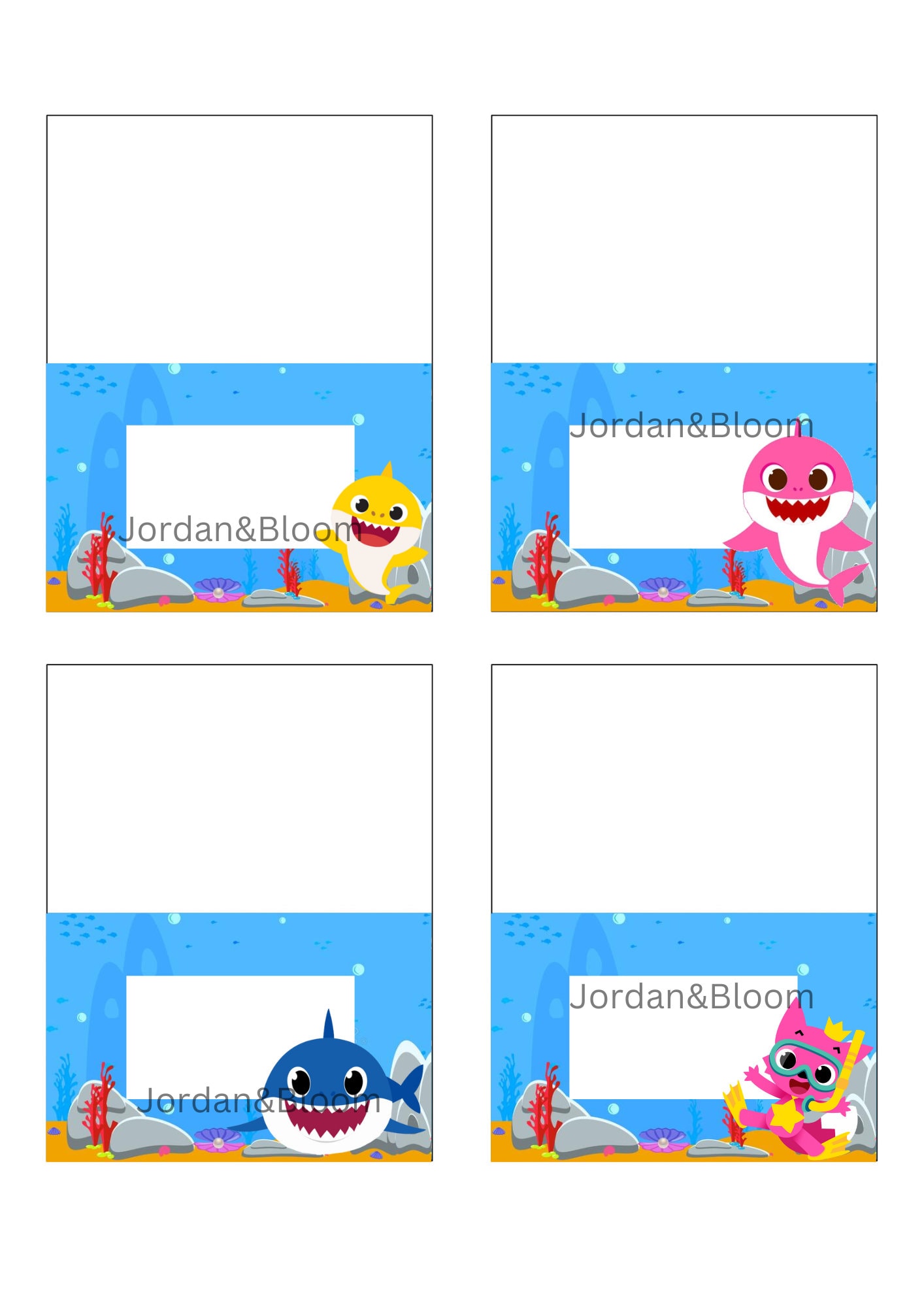12 BABY SHARK Party Food Labels / Place Cards INSTANT Download - Etsy