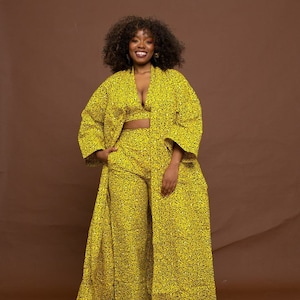 Ankara 2piece set, African prinr trouser and kimono set, African print matching set, African print women coord,Ankara maxia kimono and pants