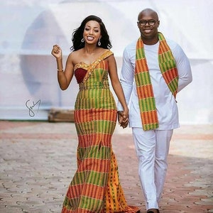 Couple African royalty outfit, African couple engagement outfit, Ankara clothes for couples wedding, Couple matching African clothing