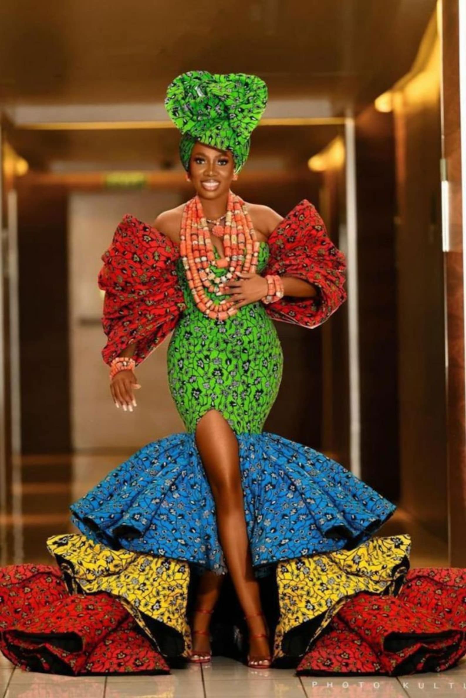 Custom African Print Bridal Dress, Ankara Dress, African Prom Gown