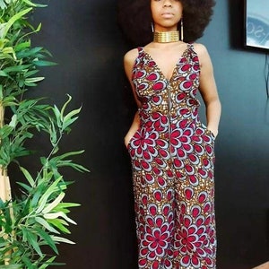 African print jumpsuit, Ankara jumpsuit, African print full length jumpsuit, African clothing, African fashion, Women jumpsuit