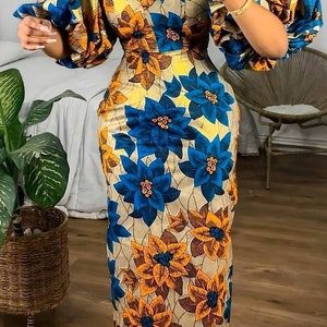 Elegant African print dress, Ankara corset dress, African print maxi dress, African clothing, African fashion, Ankara dress, Party Dress