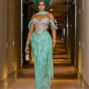 Nigerian  wedding attire, Igbo wedding dress for bride, African  George  dress, Elegant classy dress,African wedding dress,African clothing