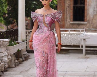Nigerian wedding attire, Igbo wedding dress, African bridal dress, Elegant classy dress, African wedding dress, Yoruba wedding dress