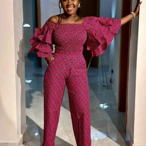 African print jumpsuit, Ankara jumpsuit, African print full length jumpsuit, African clothing, African fashion, Women jumpsuit