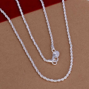 Italian 925 Sterling Silver Necklace Rope Chain Link Twisted 22" Ladies Gift UK