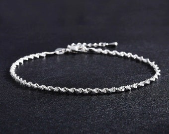 Ankle Bracelet Women 925 Sterling Silver Anklet Foot Jewelry Chain Beach