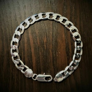 Silver 8mm Mens Curb Bracelet