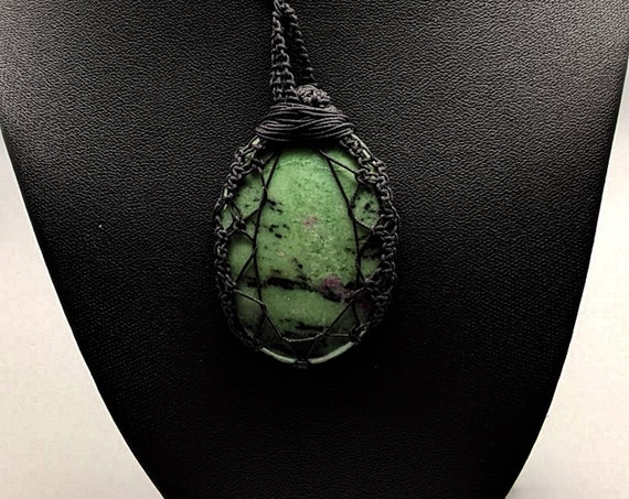 Wrapped Ruby Zoisite Pendant Necklace
