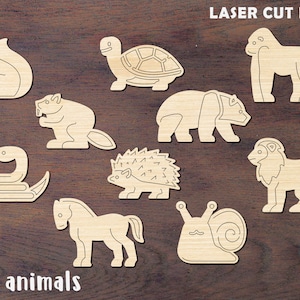 Brinquedos Animais Glowforge Arquivo SVG Quebra-cabeça educacional - Corte a laser Svg Dxf CNC - Epilog, Roteador de corte Cricut Download digital