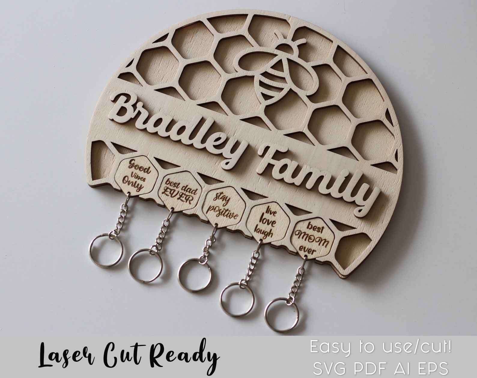 Glowforge Svg Files Keychain Wall Key Holder Laser Cut CNC | Etsy