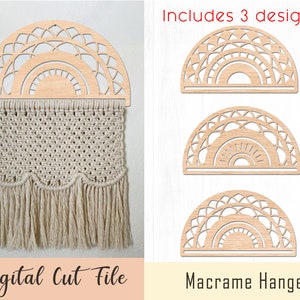 Mandala Macrame Hanger for Glowforge files, Laser SVG Cut File Laser Cut Download for Laser Cnc Projects,  Cutting Thread Art Hanger